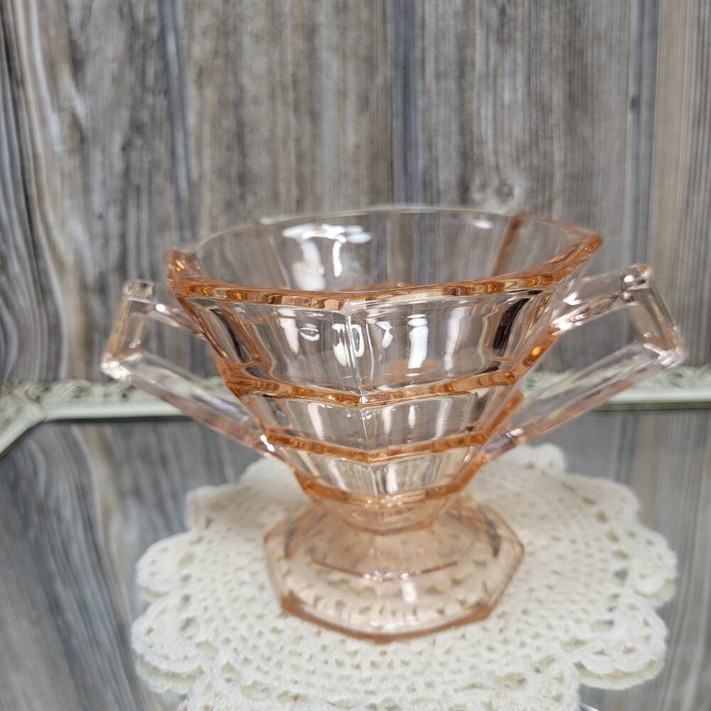 Indiana Glass Tea Room Pink Depression Glass Sugar Bowl Art Deco Vintage 1920s